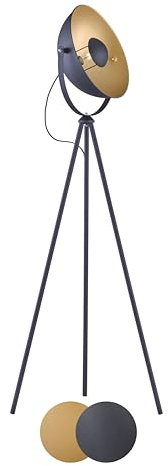 lightling modern Stehleuchte Lotta Design matt-schwarz/gold 1 x E27 max. 60W, ø 40 cm, Höhe 120-160 cm