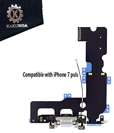 Kakusiga Compatible With iphone 7 Plus Charging Port Dock Connector Flex Cable + Microphone + Headphone Audio Jack Replacement Part (White)