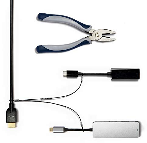 TetherTies Multi-Adapter-Kit | Kabelbinder für mehrere Adapter und Dongles | Stoppen Sie den Diebstahl von Konferenz-Display-Adaptern, Mac-Adaptern, VGA-Adaptern | kostenlose Crimpzange | Schwarz, 10