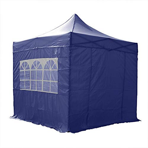 Airwave 2.5m x 2.5m Pop Up Gazebo with Sides, Water Resistant PVC, Attachable Side Panels, Church Style Windows, Ideal for Smaller Outdoor Spaces, Portable with Heavy Duty Carry Bag (Blue)