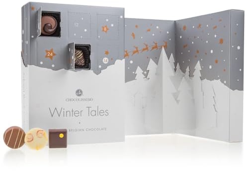 Adventskalender Schokolade - Weihnachtskalender Edle Pralinen - Geschenk Frauen, Männer, Mann, Erwachsene, Frau, Mama, Eltern, Oma, Papa, Opa, Kollegen - Wintermärchen, 24 Stück