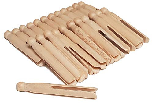 Traditonal Wooden Dolly Pegs Cloths Garment Peg Washing Lines Natural Craft Beech Wood (24)