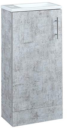 Milano Lurus Concrete Grey 400mm Compact Bathroom Cloakroom Vanity Unit with Slimline Basin