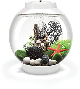 biOrb Classic 15 Acrylic Aquarium White, MCR Multi-Colour Remote LED Lighting, Classic Fishbowl Fish Tank with 5-Step Filtration System, Easy Setup, With Air Pump, Filter Cartridge, Ceramic Media