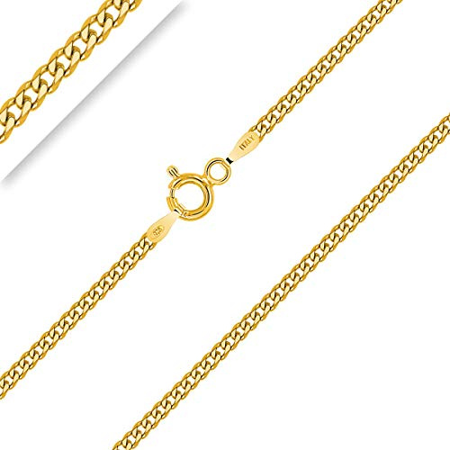 PLANETYS - Flache Panzerkette Diamantiert 925 Sterling Silber 18K Vergoldet Kette - Halskette - 2 mm Breite Verschiedene Längen: 40-45-50-55-60-65-70 cm