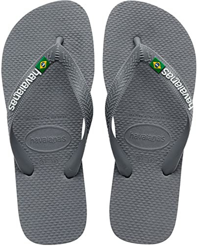 Havaianas Unisex Brasil Logo Flip Flops, Steel Grey Steel Grey, 6/7 UK