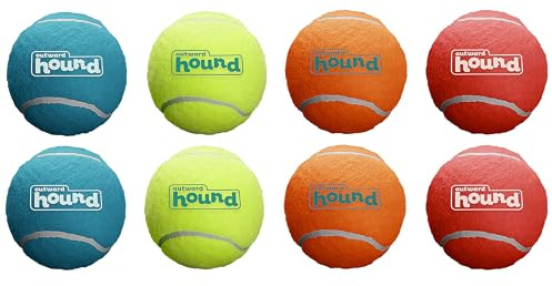 Outward Hound Squeaker Ballz Interaktives Hundespielzeug, quietschender Tennisball, langlebiges Hundespielzeug zum Apportieren, Multipack, 8 Stück, Größe S
