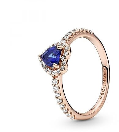 PANDORA Ring Rosé funkelndes Herz rosévergoldet, blau Zirkonia 188421C01