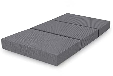 Amazon Basics Faltbare Memoryschaum Gästematratze mit Bezug, Mittel Fest, 120 x 195 x 10 cm, Grau