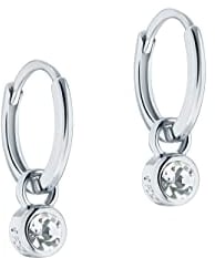 Ted Baker Sinalaa Crystal Huggie Hoop Earrings For Women (Silver/Crystal)