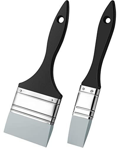 2 Stück Silikon Bürste Spitzkantiges Solides Flaches Flexibles Malwerkzeug auf Acryl und Wasser Basis für um Acrylfarben zu Verschieben und zu Entfernen (1 Zoll, 3 Zoll)