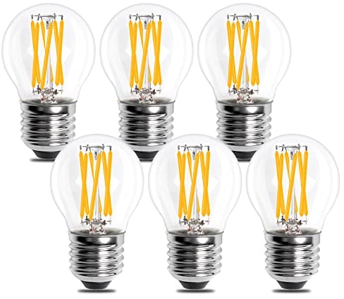 Bonlux Dimmable LED Bulbs - 6W ES Classic Warm White 2700K Edison Screw, E27 Base, 60W Equivalent, G45 Golf Ball Filament Vintage Style, 6-Pack