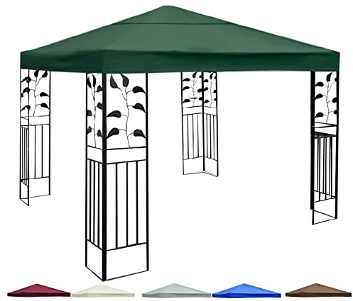 Pavillon Ersatzdach 3x3m, 300D Polyester-Oxford Beschichtung Plane Wasserdicht-UV Schutz Markisen-Sonnenschirme Doppeldach, Für Holzpavillon Gartenzelte, Verschleißfest und Kratzfest Single Top-A