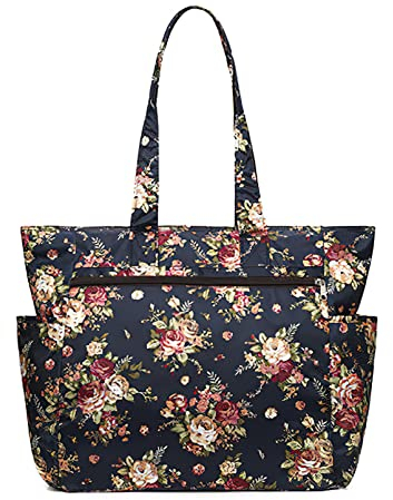 Floral Tote Water-resistant Large Shoulder Bag for Shopping School Work College Yoga Travel Beach Daily Use with Multi Pockets (autumn garden)
