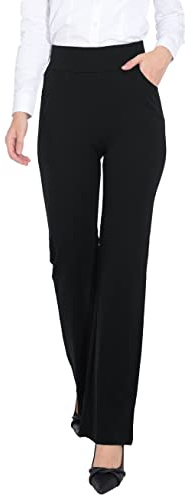 ZTN Dress Pants Women Black Work Pants High Waisted with 4 Pockets, Cozy Bootcut Trousers for Office Work Business Casual Yoga Black L