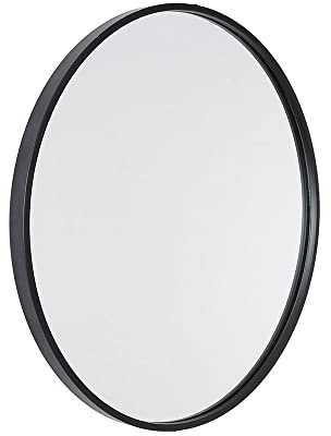 Milano Annalise Black 600mm Wall Hung Round Bathroom Mirror