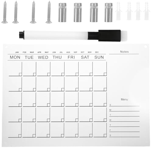 Operitacx Acrylkalender für die Wand 40 x 30 cm| Monatskalender, trocken abwischbare Tafel, Heimbüro, Glaskalender, wiederverwendbares Whiteboard mit Stift