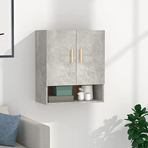 Tidyard Armadietto a Muro,Armadio Sospeso,Pensile,Mobile Bagno Salvaspazio,Armadietto da Parete per Il Cucina,Mobile Pensile da Bagno,Armadietto da Bagno Pensile,in Legno,Grigio Cemento 60x31x70 cm