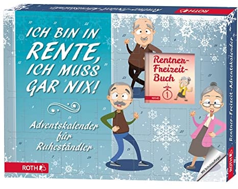 ROTH Rentner Freizeit-Adventskalender 2023 gefüllt mit Buch und 24 kleinen Aufmerksamkeiten für die Vorweihnachtszeit