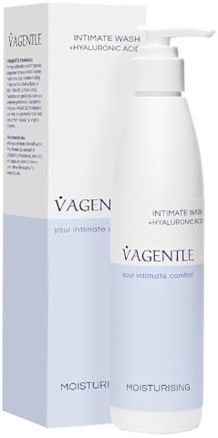 VAGENTLE Soin Lavant Intime Hydratant – Gel Doux, Sans Savon, pH Équilibré, Acide Hyaluronique, Soulagement de la Sécheresse, Vegan, 250 ml