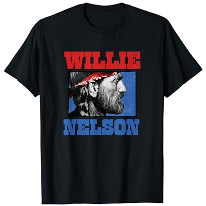 Willie Nelson Offizielles Bandana T-Shirt, Unisex Erwachsene, Schwarz, S