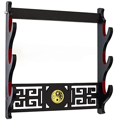 FOXSMZZ Porta spada Katana staffa da parete Samurai Spada Telaio Display Frame Red Velluto China Tai Chi Style (3 strati)