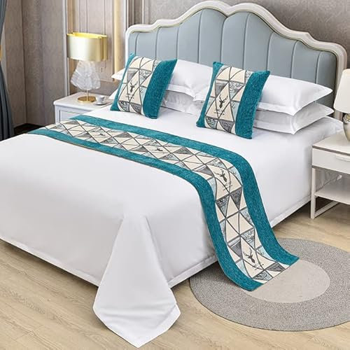 XIAOXIN Nordic Chenille Bettläufer Druck Stickerei Bett Flagge Wurf für Hotel Home Hochzeit Bettwäsche Dekoration Bett Schwanz Handtuch