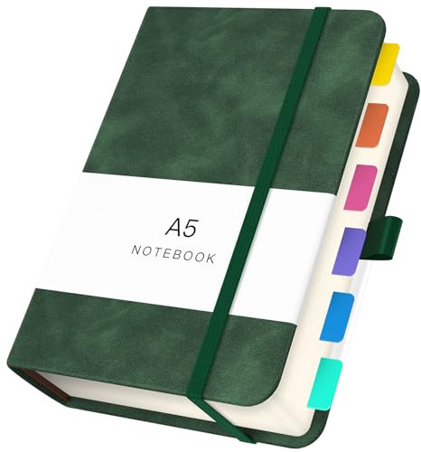 Yarotm Quaderno A5 - Blocco Appunti a5 con Carta Spessa 100 g/m² - 180 Fogli Taccuino a5 Righe - 14x21cm Quaderno a Righe Hardcover Notebook, Diary Copertina Rigida in Ecopelle Verde