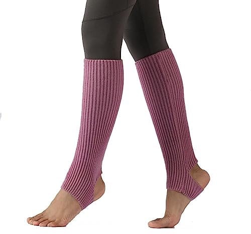 Yurosiay Gestrickte Ballett Stulpen 43cm Tanzstulpen Mädchen Damen Winter Warm Beinstulpen Strick Mit Fersenloch Weich Legwarmer Beinwarmer Stulpen für Yoga Ballett Tanz Fitness Lila