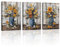 Piy Painting Impression sur toile Fleurs dans un vase Tableau sur Toile 3pièces Fleurs de peinture à l'huile sur toile Tableaux Déco Image sur Toile avec cadre pour chambre à coucher 30x40cm