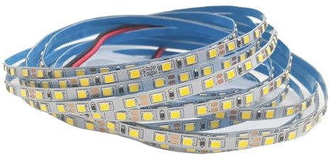 Vrabocry 12V LED Streifen Natürliches Weiß, 5M LED Strip Selbstklebend 4000K, SMD 2835 Schmal 4mm Breit 120LED/M IP20 DIY Lichtband für Innen Heim Küche Deko,Nicht Netzteil