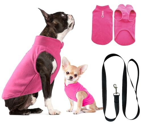 Hundepullover, Hundemantel Fleece Kleine Hunde, Hunde Fleece Pullover Katzenpullover, Hundepullover Hunde Kleidung für Chihuahua Französische Bulldogge(M, Rosa)