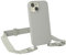 EAZY CASE - Handykette mit breitem Band kompatibel mit iPhone 15 - dünne Handyhülle für iPhone 15 Hülle Silikon stoßfester Fallschutz Kette zum Umhängen Hülle mit Band in Taupe - Clips Taupe