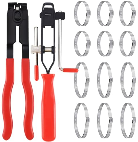 Rierousy Set di 14 pinze per manicotti per assi, 2 pinze per manicotti e 12 fascette regolabili, adatte per la maggior parte delle automobili