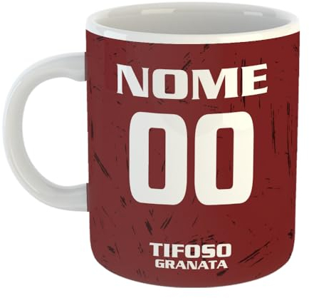 Tazza Tifoso Serie A in Ceramica Sport per Tifoso Calcio Torino, Personalizzato con Nome e Numero