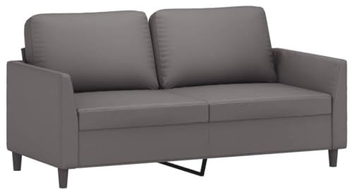 vidaXL Sofa 2-Sitzer, Loungesofa Couch mit Armlehnen Rückenkissen, Wohnzimmersofa Designsofa Metallgestell, Sitzmöbel Dreisitzer, Grau Kunstleder