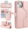 Cavor iPhone 15 Plus Case - Magsafe Flip Leather Wallet Case With Card Holders, Detachable 2 in 1, Magnetic Closure - Rose Gold