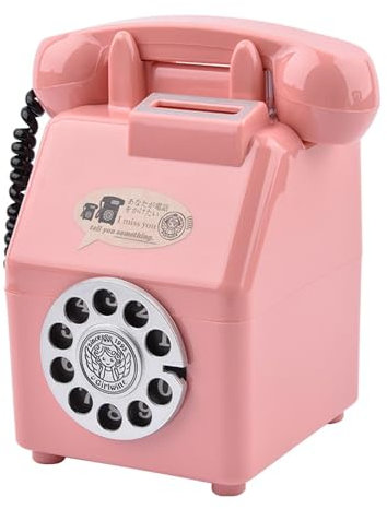 MagiDeal Retro-Telefon-Sparschwein-Figur, Tischdekoration, Spardose, Münzbank für Kinder, Regal, Zuhause, Weihnachten, Wohnzimmer, ROSA