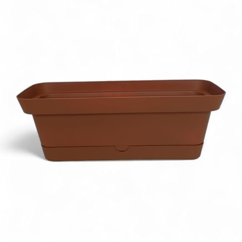 Ecoplast | Balconetta Origine 50cm, Fioriera da Esterno in Plastica, Fioriera da Balcone Terracotta, 49x16,5x17, Made in Italy