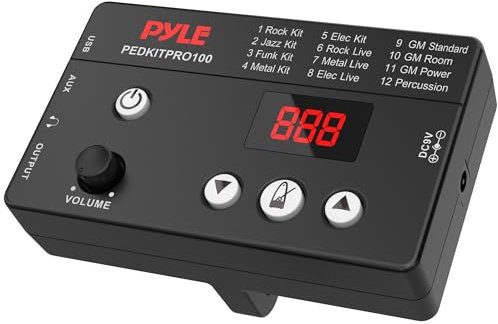 Pyle Strike Performance Drum Modul – Kompatibler Ersatz für PEDKITPRO100 Elektro-Schlagzeug-Set, 272 Sounds, 12 Kits, 0,9 cm Farb-LED-Display, USB-MIDI, MIDI In & Out, inkl. Netzteil