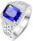 Yaresul Erstellt Blauer Saphir Ring für Männer Weizen Ohr Relief Cubic Zirkonia Herren Ringe Edelstein Ring Männer Hochzeit Bands September Birthstone für Männer Geschenk Größe 62(19.7)