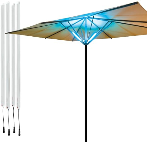 Lume1 Lot de 4 lampes de parasol avec télécommande, lampes pour jardin, 4 LED blanc chaud, 2700 K pour un éclairage agréable, batterie incluse