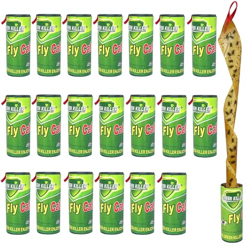 Fliegenfänger Rollen,Fliegenfallen,Fliegenklebeband gegen Insekten wie Fliegen, Mücken und Motten,Umweltfreundlich für Innen und Außen 20 Stück