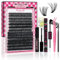 DIY Wimpernverlängerung Kit mit 320 Pcs Cluster lash extension set Bindung und Siegel Applikator Silikondichtung(80D+100D-D-10-18mix Kit)