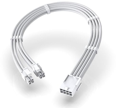 EZDIY-FAB EPS 8-Pin Buchse auf CPU 8-Pin (4+4) ATX 4-Pin Stecker Stromversorgungsadapter Verlängerungskabel für Motherboard 11.8 inch (30 cm)-Alle Weiß