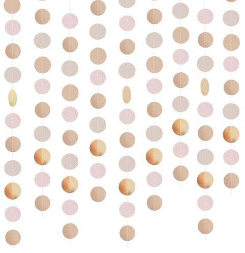 Papier Girlande Glitzer Runde Banner, 4 Stücke Bunt Glitzer Papier Circle Dots Banner für Geburtstag Party, Hochzeit, Weihnachten Party Deko Supplies (Champagner Gold)