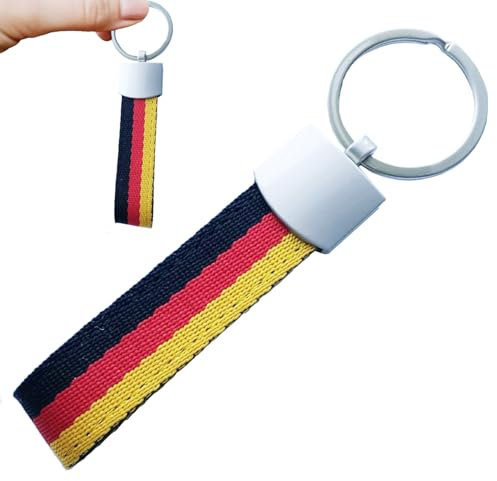 Roar Schlüsselanhänger Deutschland Germany, Keyring aus Metall & Nylongewebe, Deutsche Fahne Flagge Nationalflagge