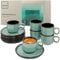 SÄNGER Fiji | Espressotassen Set Steingut 12 teilig, Mokka Tassen Set 6 Personen, Tassen & Untertassen Espresso Tassen spülmaschinenfest mikrowellenfest Tassenset dunkelgrün 80 ml | VALUE COLLECTION