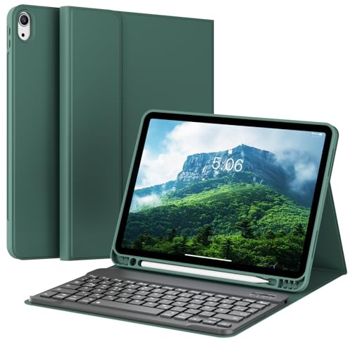 KVTVOU Tastatur Hülle für iPad Air 11 Zoll, iPad Air 5./4., Dunkelgrün