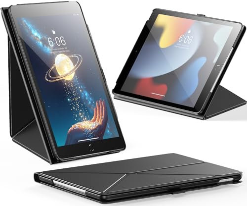 INFILAND - Funda para iPad de 10.2 pulgadas, 9ª/8ª/7ª generación, funda plegable delgada estilo libro con soporte horizontal y vertical, funda protectora para iPad 10.2 (2021/2020/2019) (negro)